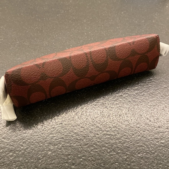 NWT COACH Signature Canvas Notebook and Pencil Case Bundle Oxblood Gold Hardware - Picture 12 of 14